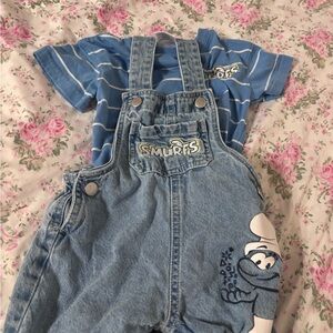 Smurfs Light Blue Denim Overalls for Kids